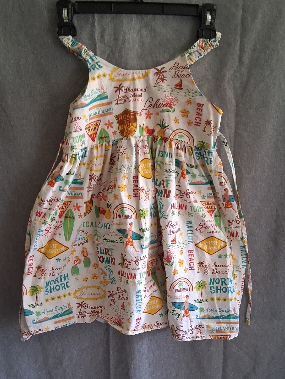 Source Unknown White Girls' Tropical Print Sundress with Multi Colors